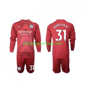 Koszulka Manchester City Ederson M 31 Bramkarska Dziecięcy Domowe Stroje Piłkarskie 2022/23 Długi Rękaw